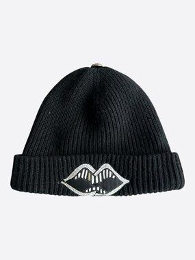 Chrome Hearts Matty Boy Black & Silver Chomper Patch Cashmere Beanie